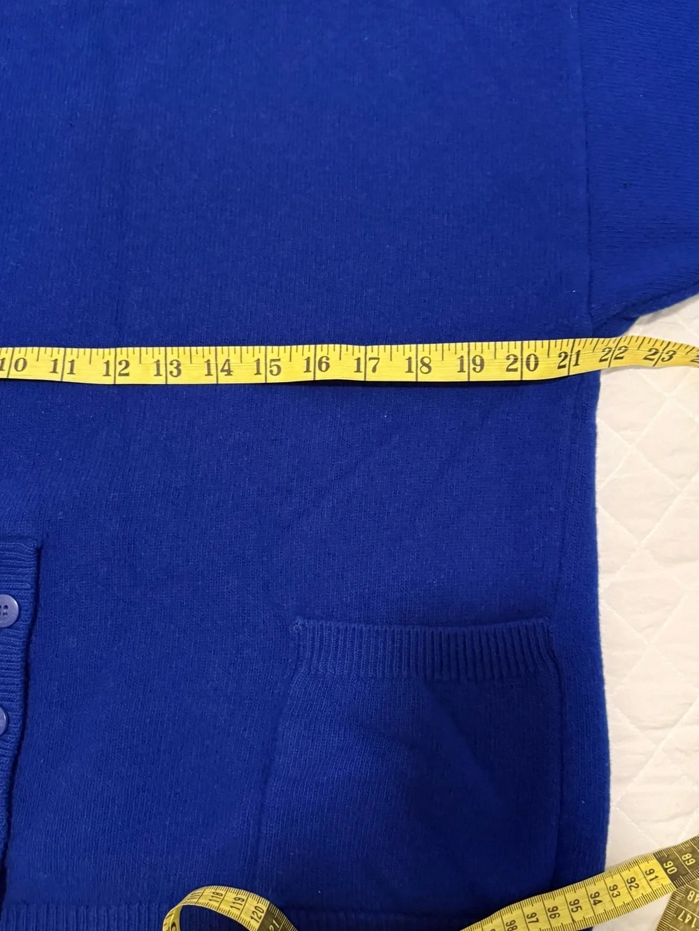 Benetton VintageMade in Italy Blue 100% Pure Lambswool Sweater 3/4 Sleeve .